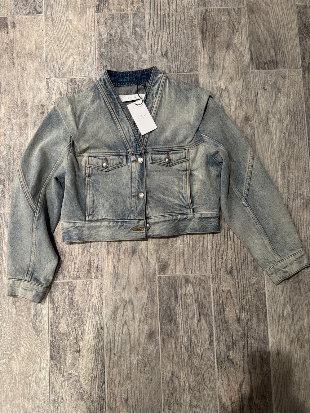 IRO Light Blue Cropped Kids Denim Jacket